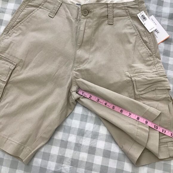 NWT Beige Cargo Old Navy cargo men shorts safari soft cotton spandex elastane 31 - Picture 6 of 9